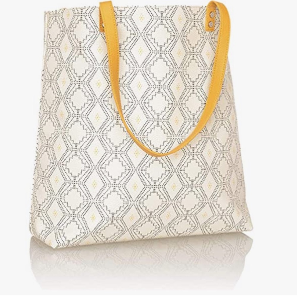 Around Town Tote-Dotted Geo Pebble